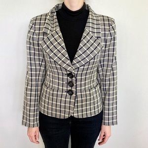 Vintage Yves Saint Laurent Rive Gauche plaid wool and silk blend blazer. 🖤